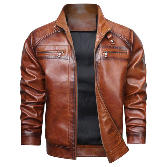 Men's Retro Faux Leather Cafe Racer Jacket - Stylish & Trendy - PratSN