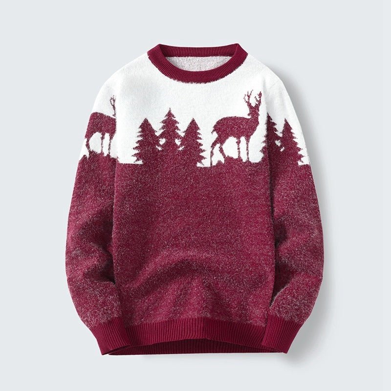 Men's Round Neck Jacquard Pullover Sweater - PratSN