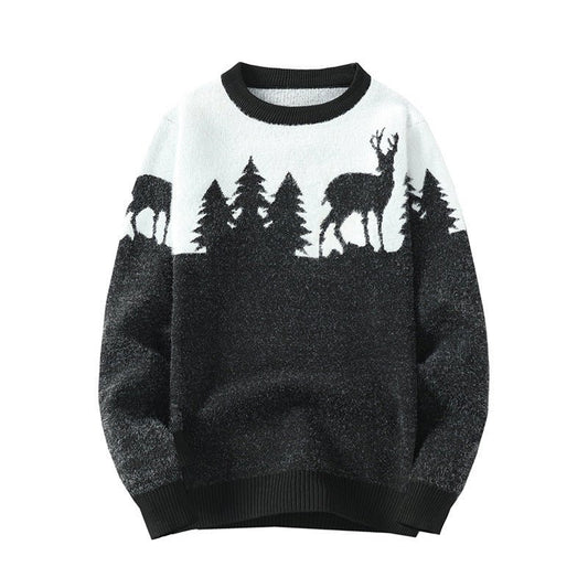Men's Round Neck Jacquard Pullover Sweater - PratSN