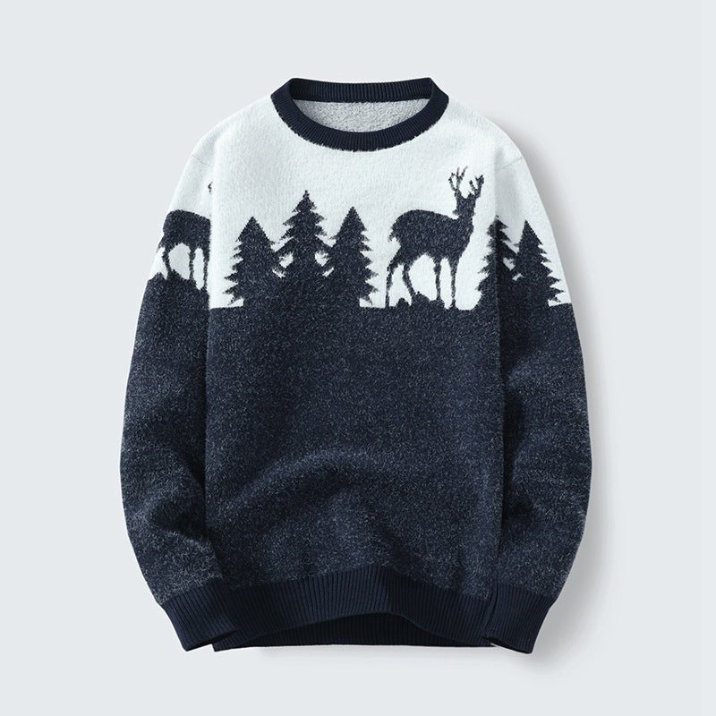 Men's Round Neck Jacquard Pullover Sweater - PratSN