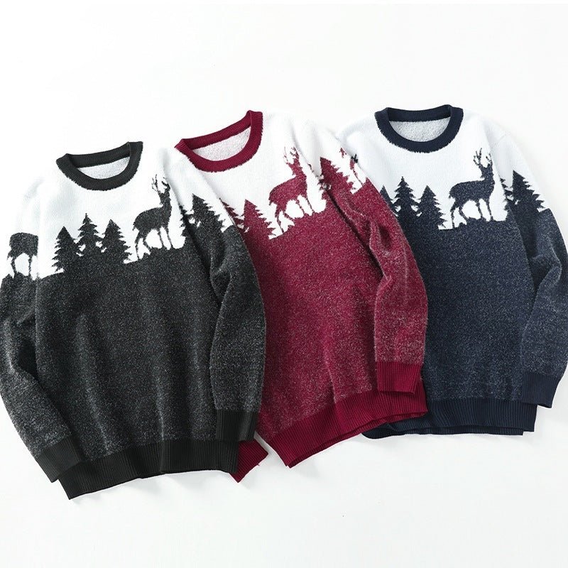 Men's Round Neck Jacquard Pullover Sweater - PratSN