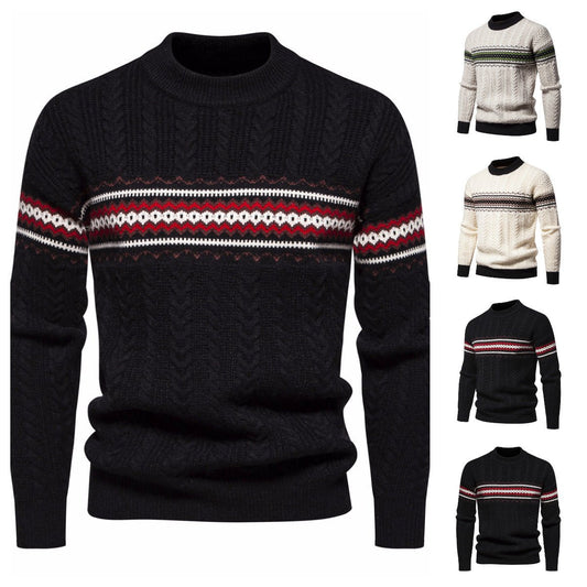 Men's Round Neck Pullover Print Casual Sweater - PratSN