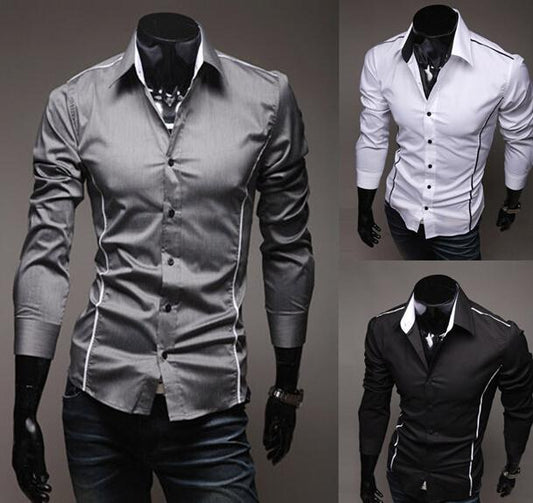 Men's Shirt Fashion Cotton Slim Shirt Long Sleeve High Quality Casual Shirt - PratSN
