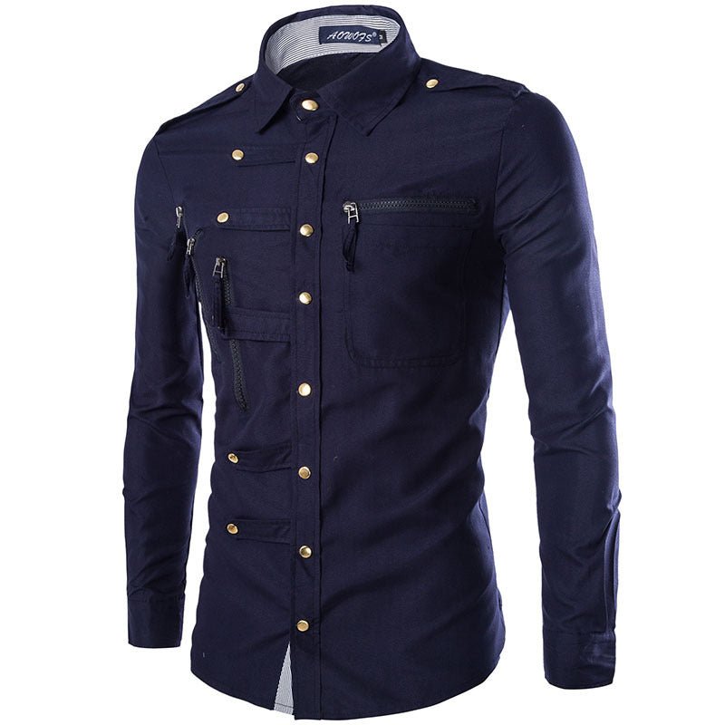 Men's Shirt Slim Fit Cotton Dress Shirt Stylish Long Sleeve - PratSN