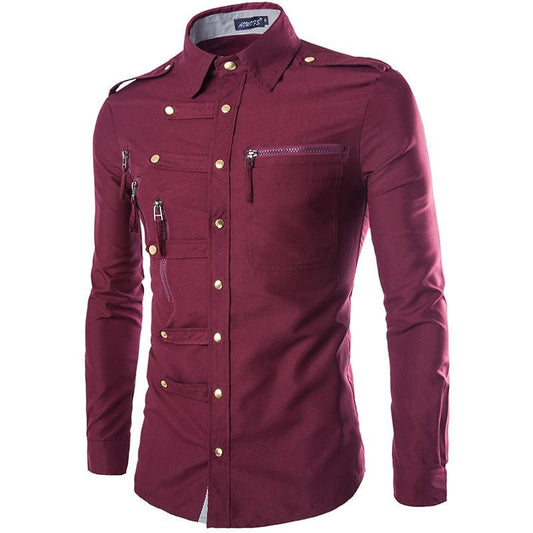 Men's Shirt Slim Fit Cotton Dress Shirt Stylish Long Sleeve - PratSN