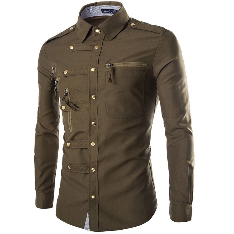 Men's Shirt Slim Fit Cotton Dress Shirt Stylish Long Sleeve - PratSN