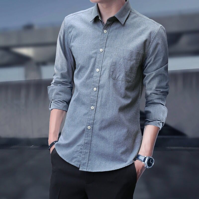 Men's Shirts Slim Fit Casual Long Sleeve Shirts Business Men - PratSN