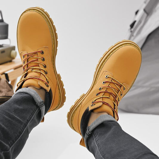 Men's Simple Casual Plus Size Leather Martin Boots - PratSN