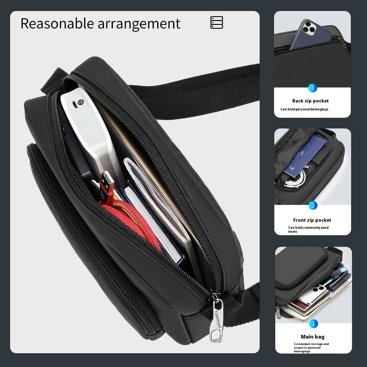 Men's Simplicity Trendy Crossbody Bag Casual Business Small Shoulder Bag - PratSN