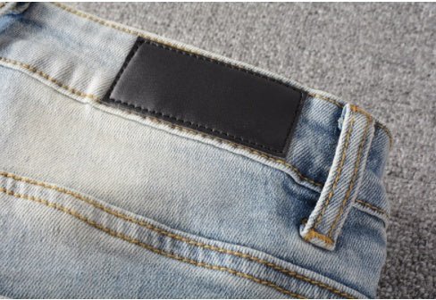 men's Slightly Elastic Cotton Tattered Skinny Jeans - PratSN