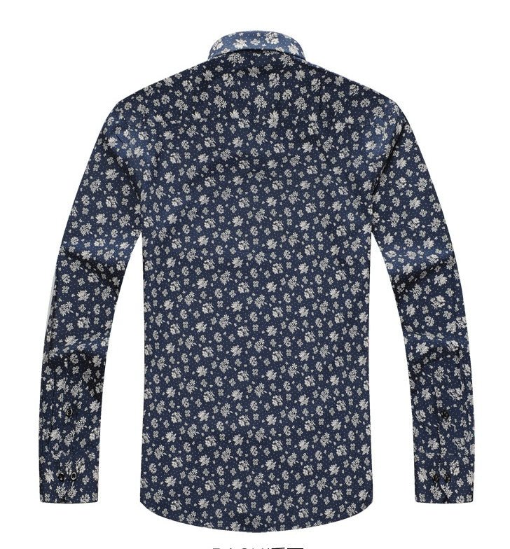 Men's slim casual long - sleeved shirt fashion print - PratSN