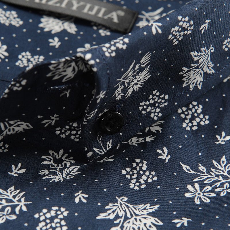 Men's slim casual long - sleeved shirt fashion print - PratSN
