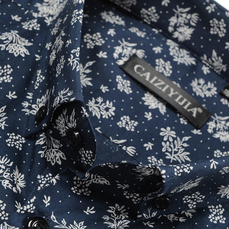 Men's slim casual long - sleeved shirt fashion print - PratSN