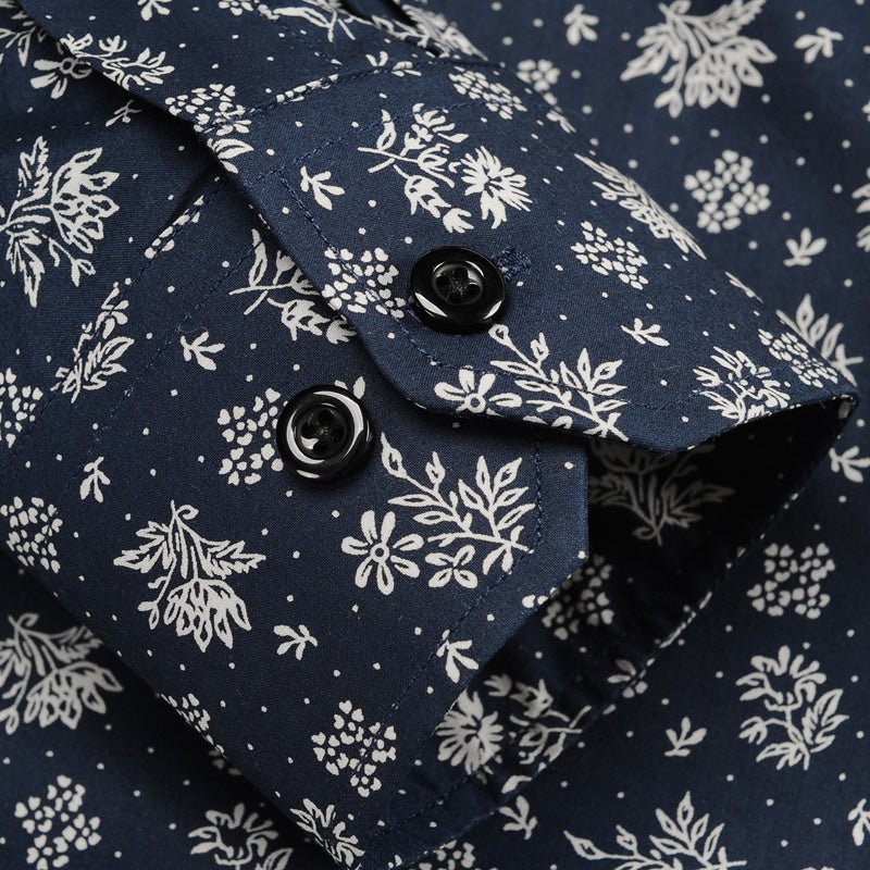 Men's slim casual long - sleeved shirt fashion print - PratSN