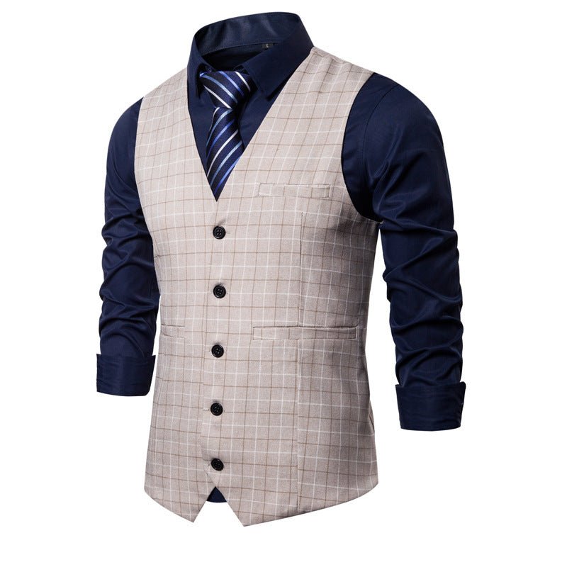 Men's Slim Fit Checkered Button Vest - PratSN