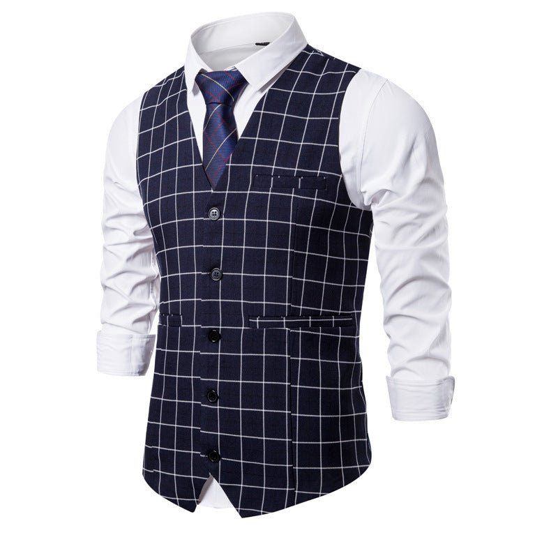 Men's Slim Fit Checkered Button Vest - PratSN