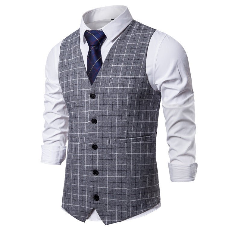Men's Slim Fit Checkered Button Vest - PratSN