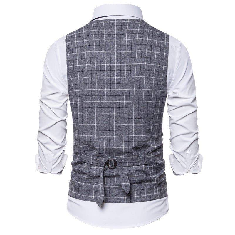 Men's Slim Fit Checkered Button Vest - PratSN