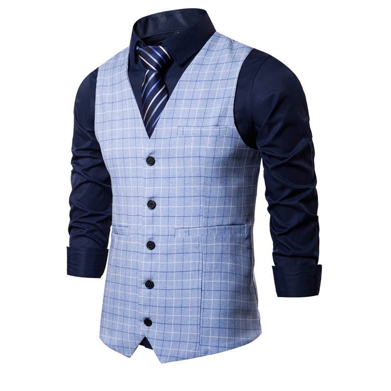 Men's Slim Fit Checkered Button Vest - PratSN