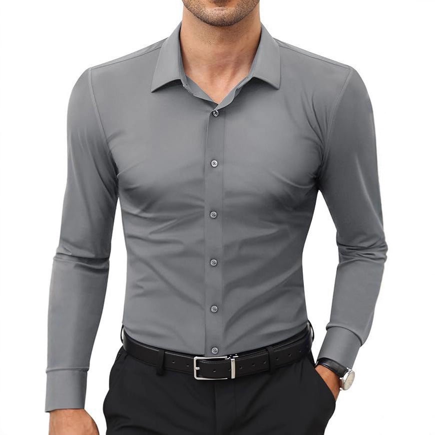 Mens Slim - Fit Solid - Color Work Shirt From Europe And The US - PratSN