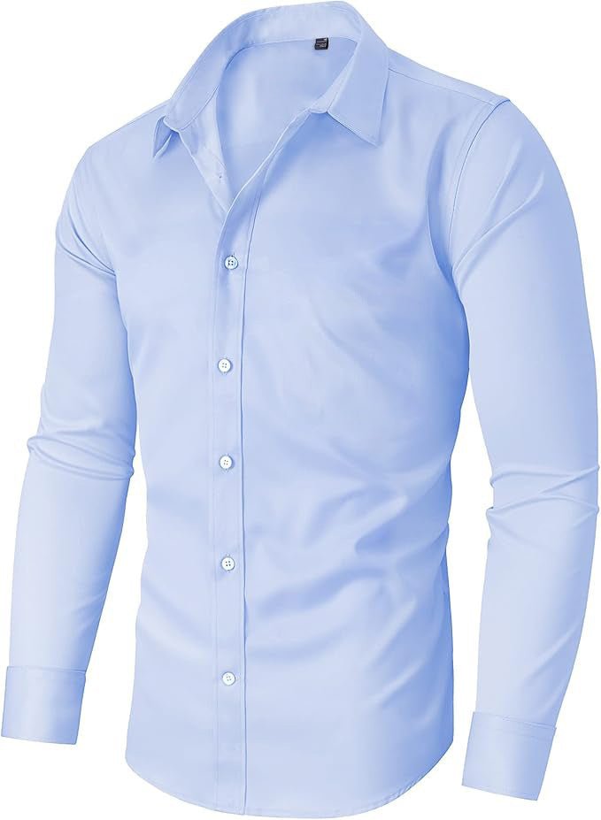 Mens Slim - Fit Solid - Color Work Shirt From Europe And The US - PratSN