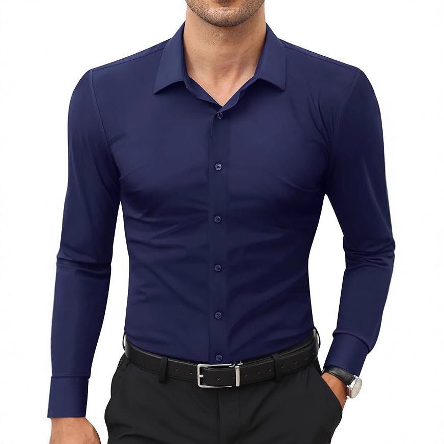 Mens Slim - Fit Solid - Color Work Shirt From Europe And The US - PratSN