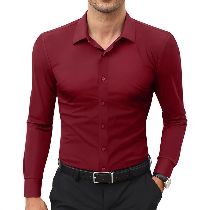 Mens Slim - Fit Solid - Color Work Shirt From Europe And The US - PratSN