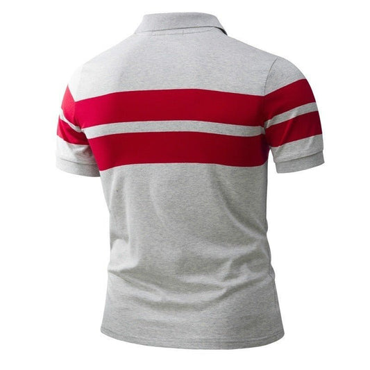 Men's Slim - fit Striped Short Sleeves T-shirt European And American Leisure Polo Shirt Foreign Trade Men Short T-shirt - PratSN