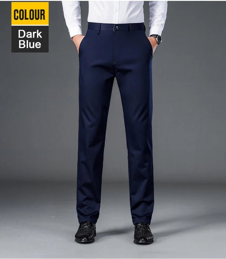 Men's smart casual pants elastic sports, men's quick drying pants spring and autumn straight leg office black work pants - PratSN
