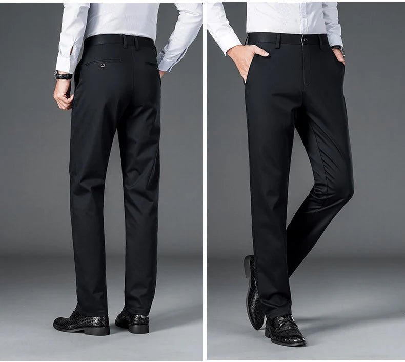 Men's smart casual pants elastic sports, men's quick drying pants spring and autumn straight leg office black work pants - PratSN