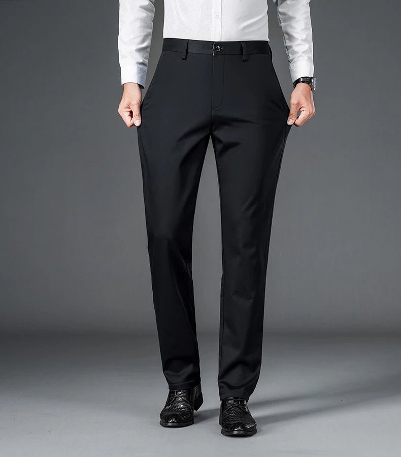 Men's smart casual pants elastic sports, men's quick drying pants spring and autumn straight leg office black work pants - PratSN