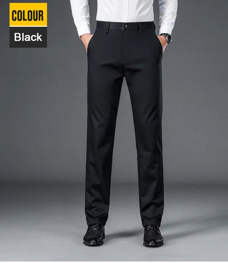 Men's smart casual pants elastic sports, men's quick drying pants spring and autumn straight leg office black work pants - PratSN