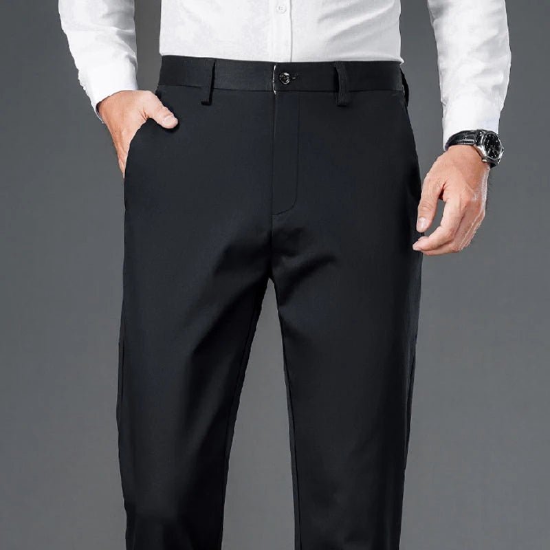 Men's smart casual pants elastic sports, men's quick drying pants spring and autumn straight leg office black work pants - PratSN