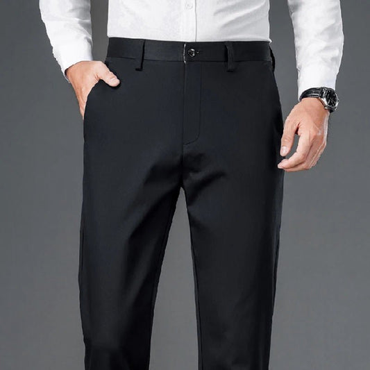Men's smart casual pants elastic sports, men's quick drying pants spring and autumn straight leg office black work pants - PratSN