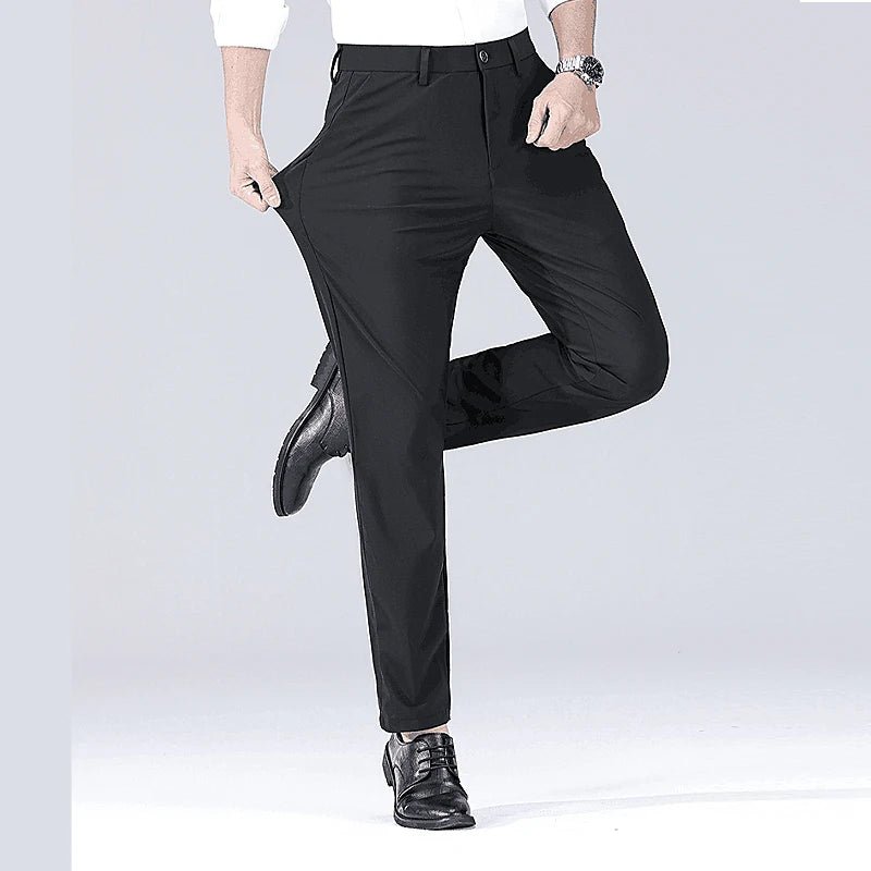 Men's smart casual pants elastic sports, men's quick drying pants spring and autumn straight leg office black work pants - PratSN
