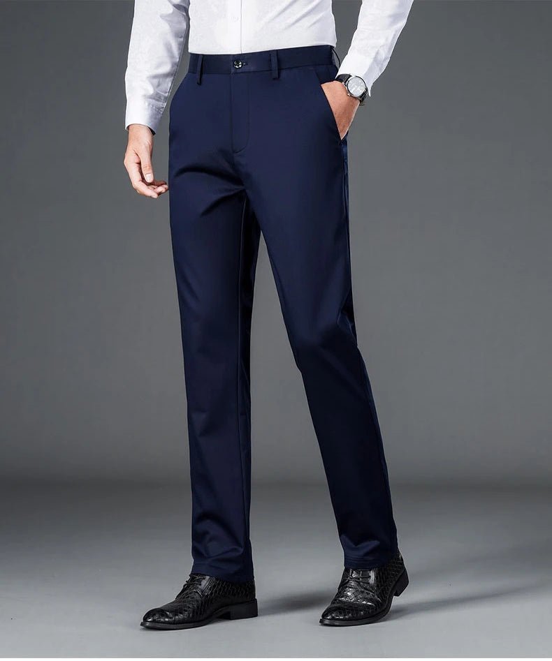Men's smart casual pants elastic sports, men's quick drying pants spring and autumn straight leg office black work pants - PratSN