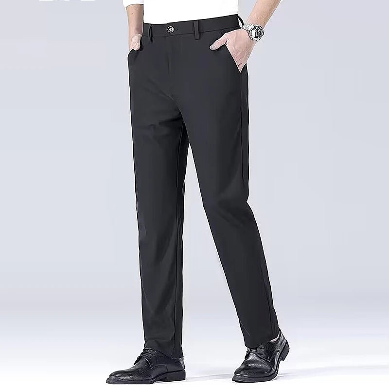 Men's smart casual pants elastic sports, men's quick drying pants spring and autumn straight leg office black work pants - PratSN