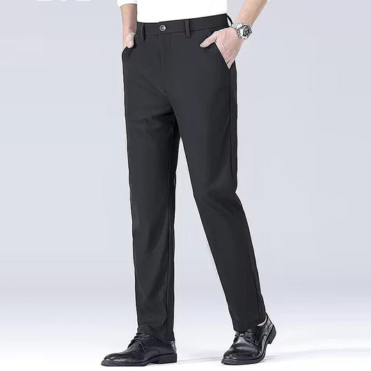 Men's smart casual pants elastic sports, men's quick drying pants spring and autumn straight leg office black work pants - PratSN
