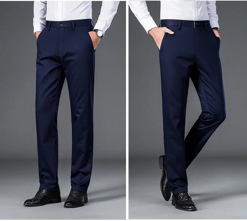 Men's smart casual pants elastic sports, men's quick drying pants spring and autumn straight leg office black work pants - PratSN