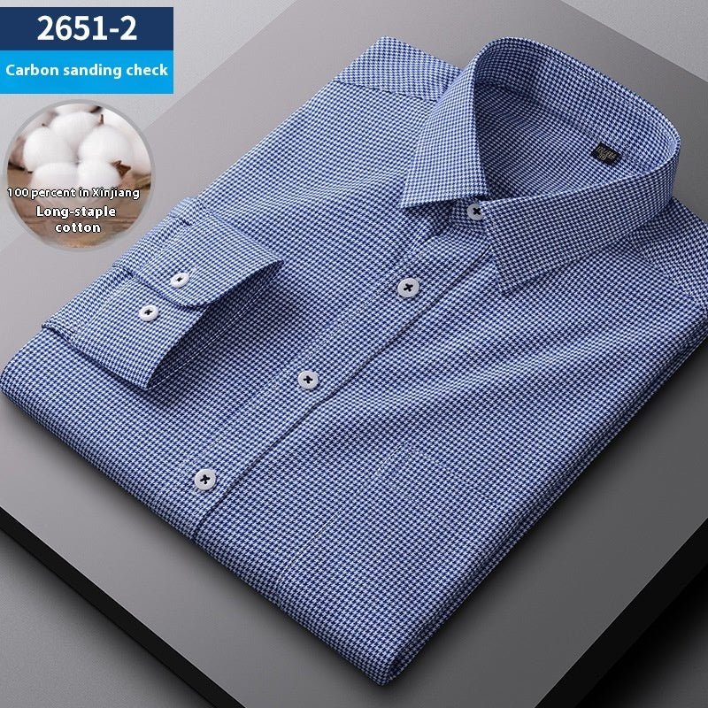 Men's Spring And Autumn Coat Casual Cotton Brushed Plaid Shirt - PratSN
