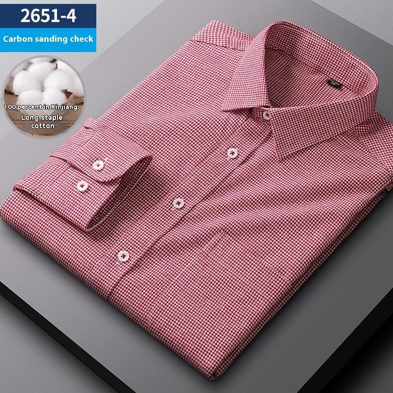 Men's Spring And Autumn Coat Casual Cotton Brushed Plaid Shirt - PratSN