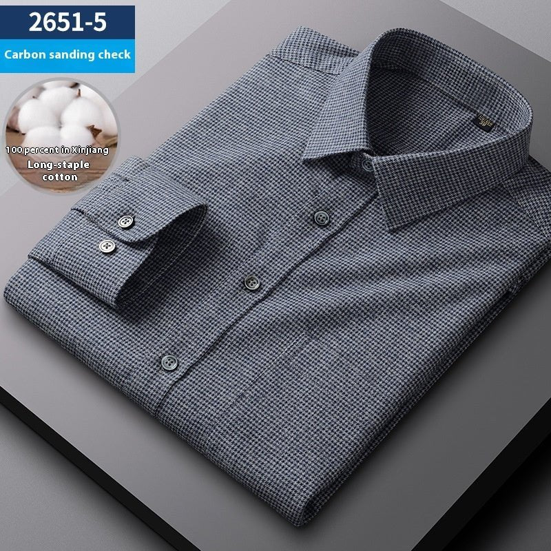 Men's Spring And Autumn Coat Casual Cotton Brushed Plaid Shirt - PratSN