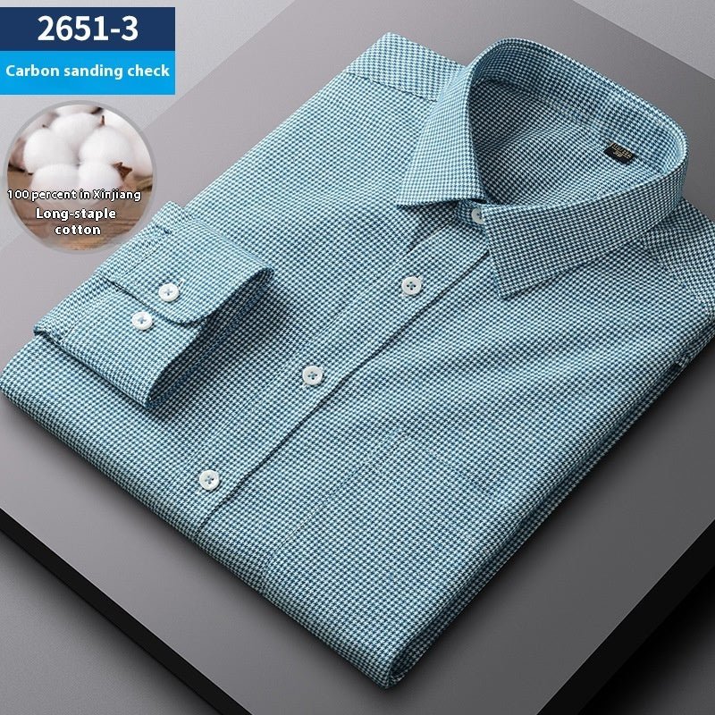 Men's Spring And Autumn Coat Casual Cotton Brushed Plaid Shirt - PratSN