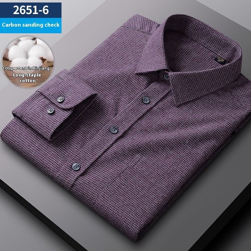 Men's Spring And Autumn Coat Casual Cotton Brushed Plaid Shirt - PratSN