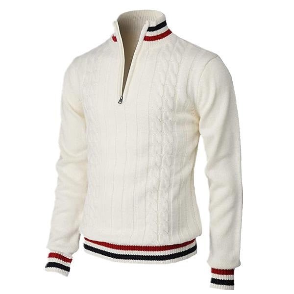 Men's Spring And Autumn New Color Blocked High Necked Knitted Shirt - PratSN