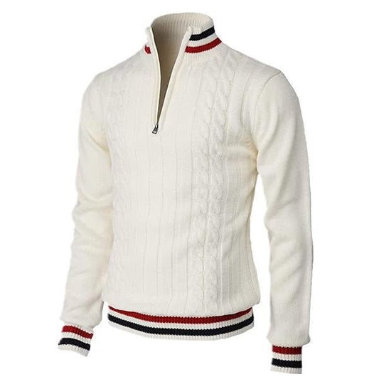 Men's Spring And Autumn New Color Blocked High Necked Knitted Shirt - PratSN