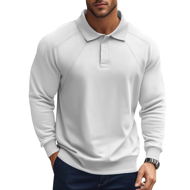 Men's Spring And Autumn Polo Collar Solid Color Casual Bottoming American Polo Shirt - PratSN