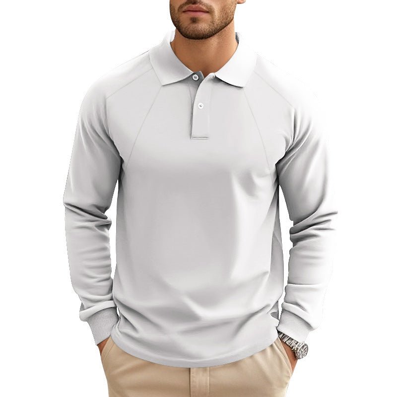 Men's Spring And Autumn Polo Collar Solid Color Casual Bottoming American Polo Shirt - PratSN