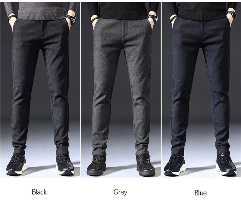 Mens Spring Autumn Fashion Business Casual Long Black Blue Grey Pants Suit Pants Male Elastic Straight Formal Trousers New Style - PratSN