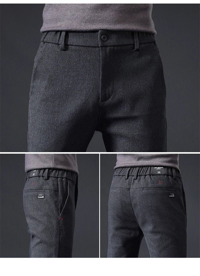 Mens Spring Autumn Fashion Business Casual Long Black Blue Grey Pants Suit Pants Male Elastic Straight Formal Trousers New Style - PratSN